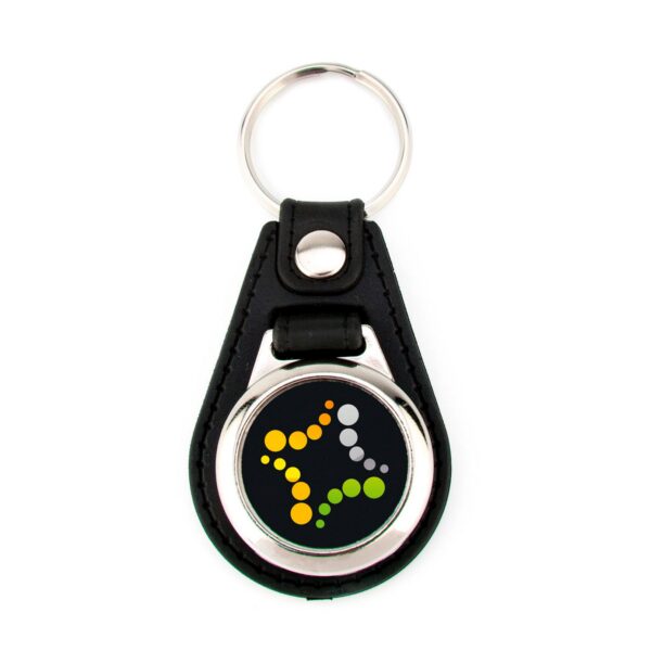 S 9085 ML113C01 porte cles metal simili cuir rond