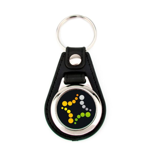 S 9085 ML113C01 porte cles metal simili cuir rond