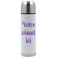 bouteille thermos inox blanc personnalisathion votre visuel ici
