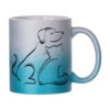 mug 330 ml avec paillettes degrade bleu argent personnalise