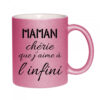 mug paillettes rose maman je t aime a l infini