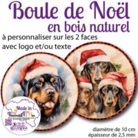 personnalisathion boule noel bois 10cm chiens