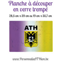 personnalisathion planche decoupe en verre blason ath